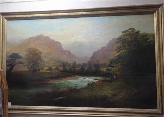 F. Ellis, oil on canvas, On the Winmonon?, Dolcelly, signed, 75 x 126cm